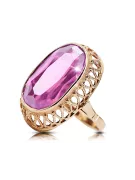 Anillo Joyería vintage Amatista Oro rosa antiguo original de 14k vrc129r